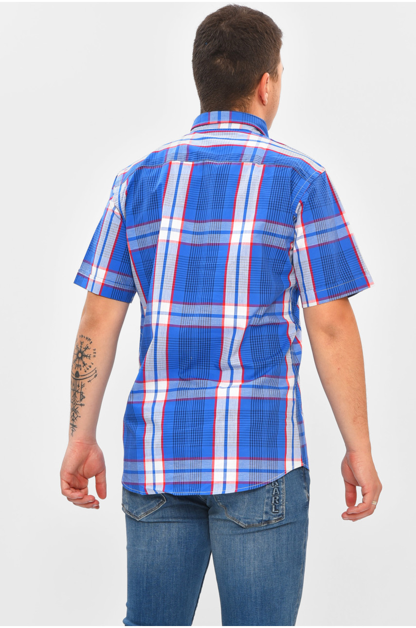 Рубашка мужская синего цвета с принтом 0715 202943