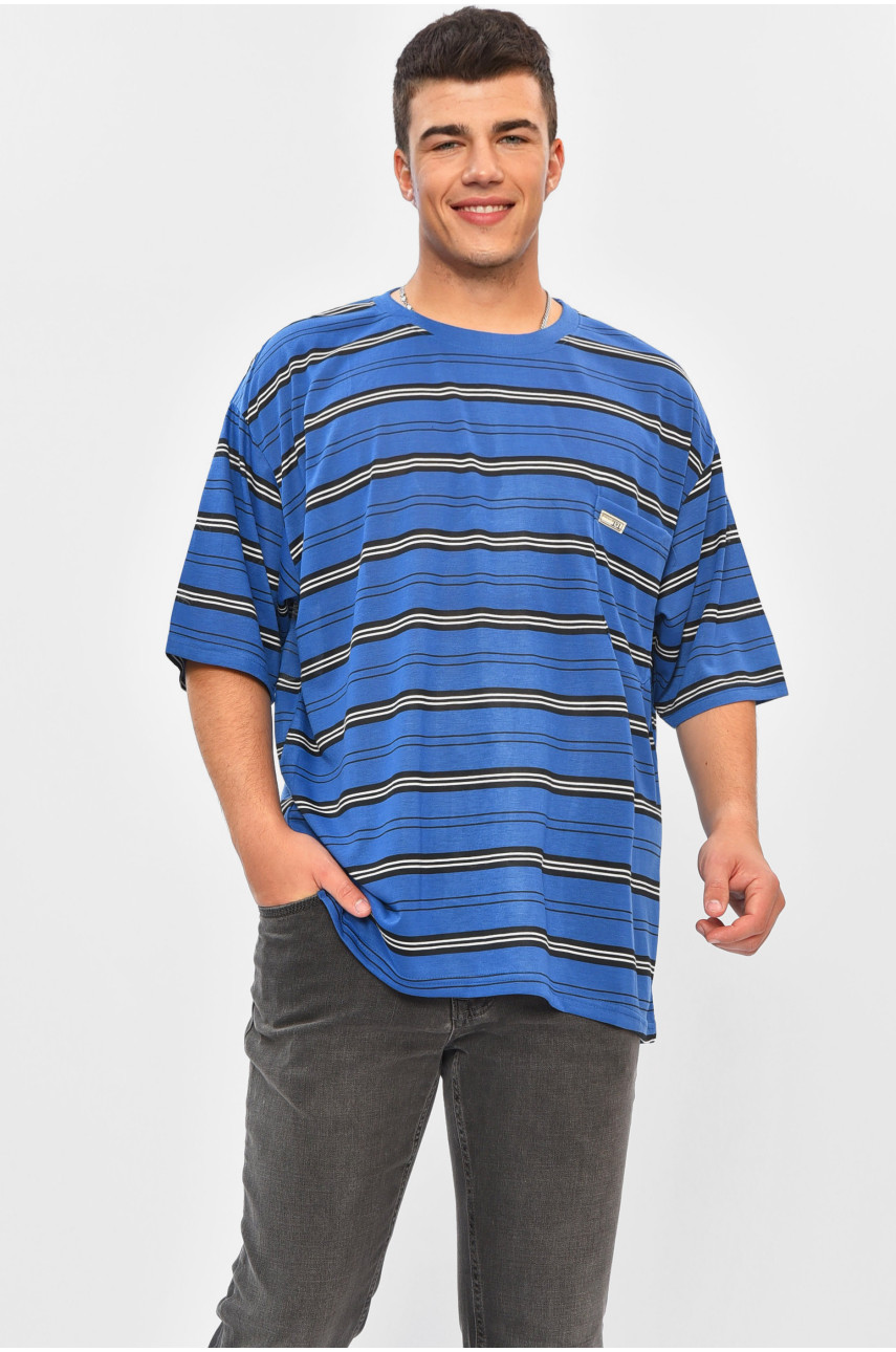 Футболка мужская батальная синего цвета Т4 202973