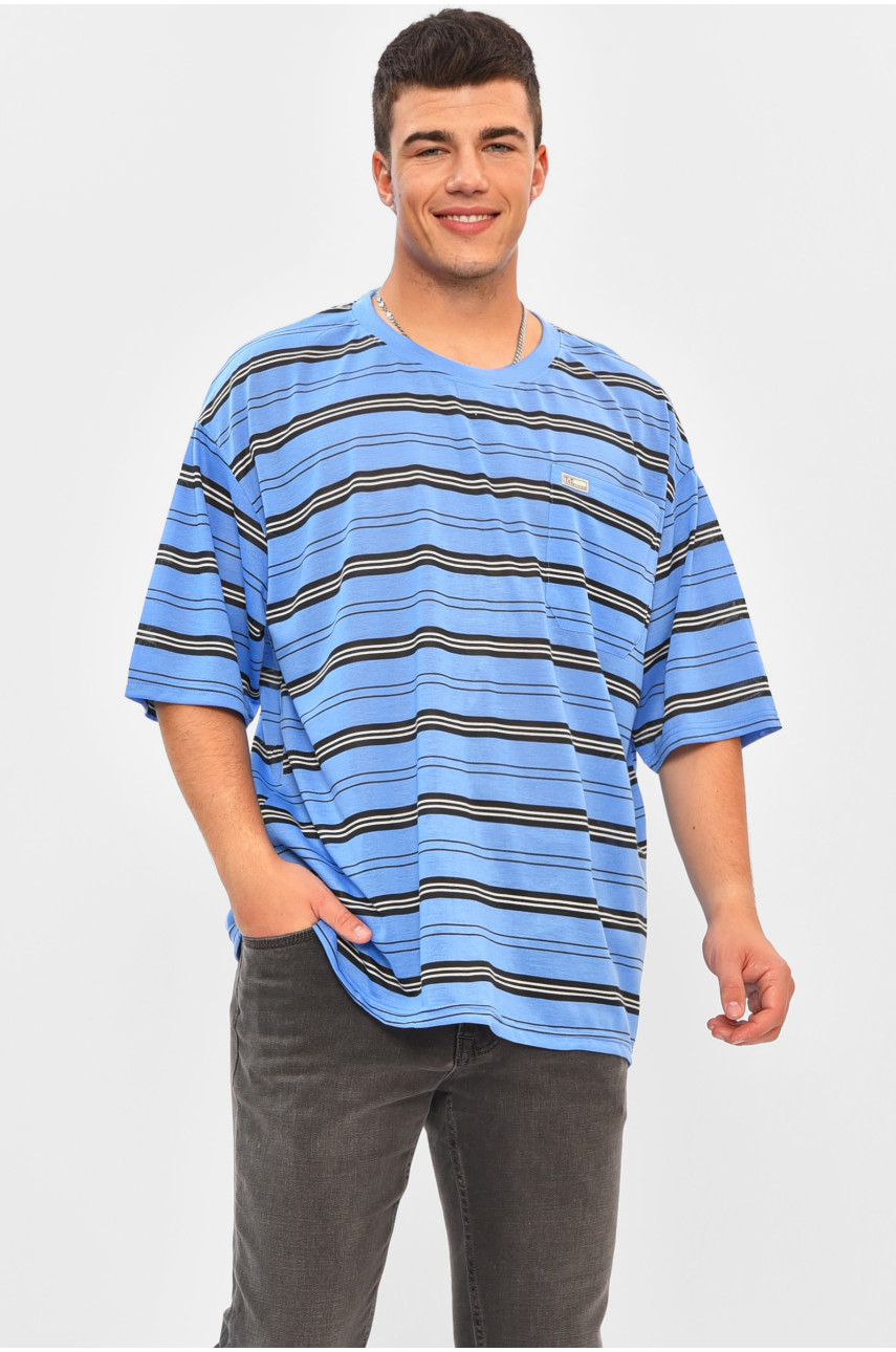 Футболка мужская батальная голубого цвета Т4 202974