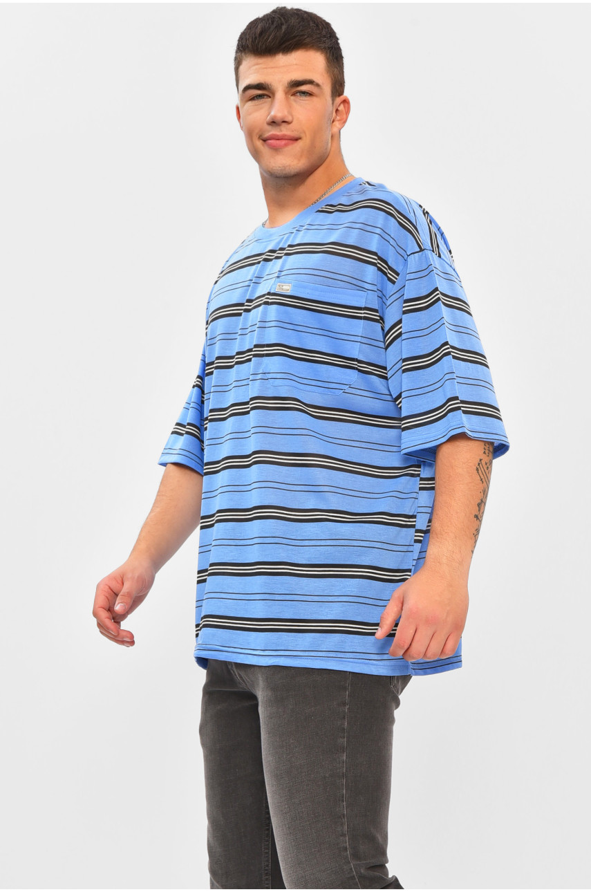 Футболка мужская батальная голубого цвета Т4 202974