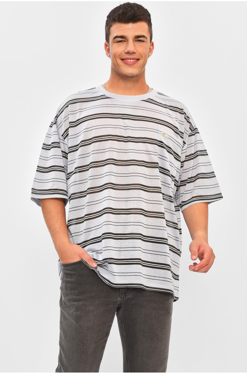 Футболка мужская батальная светло-серого цвета Т4 202975