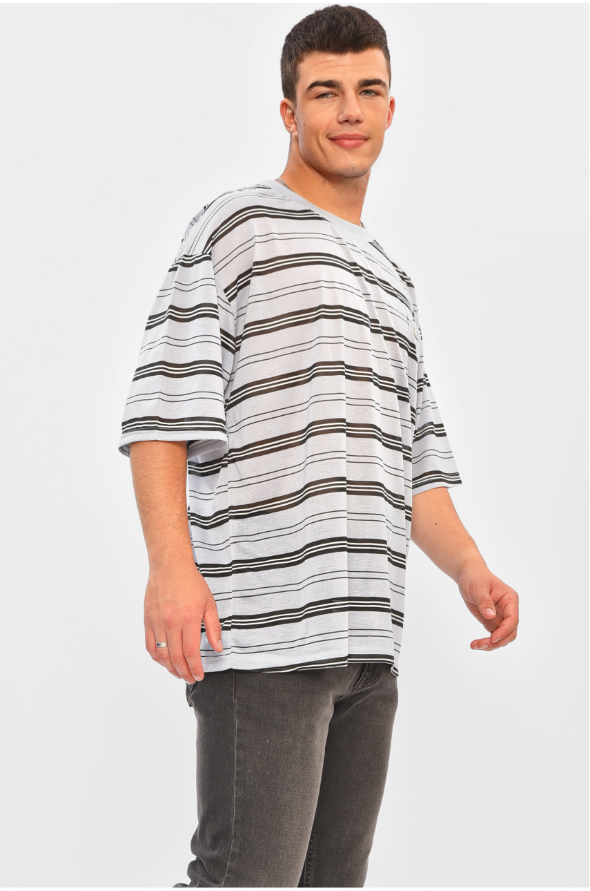 Футболка мужская батальная светло-серого цвета Т4 202975