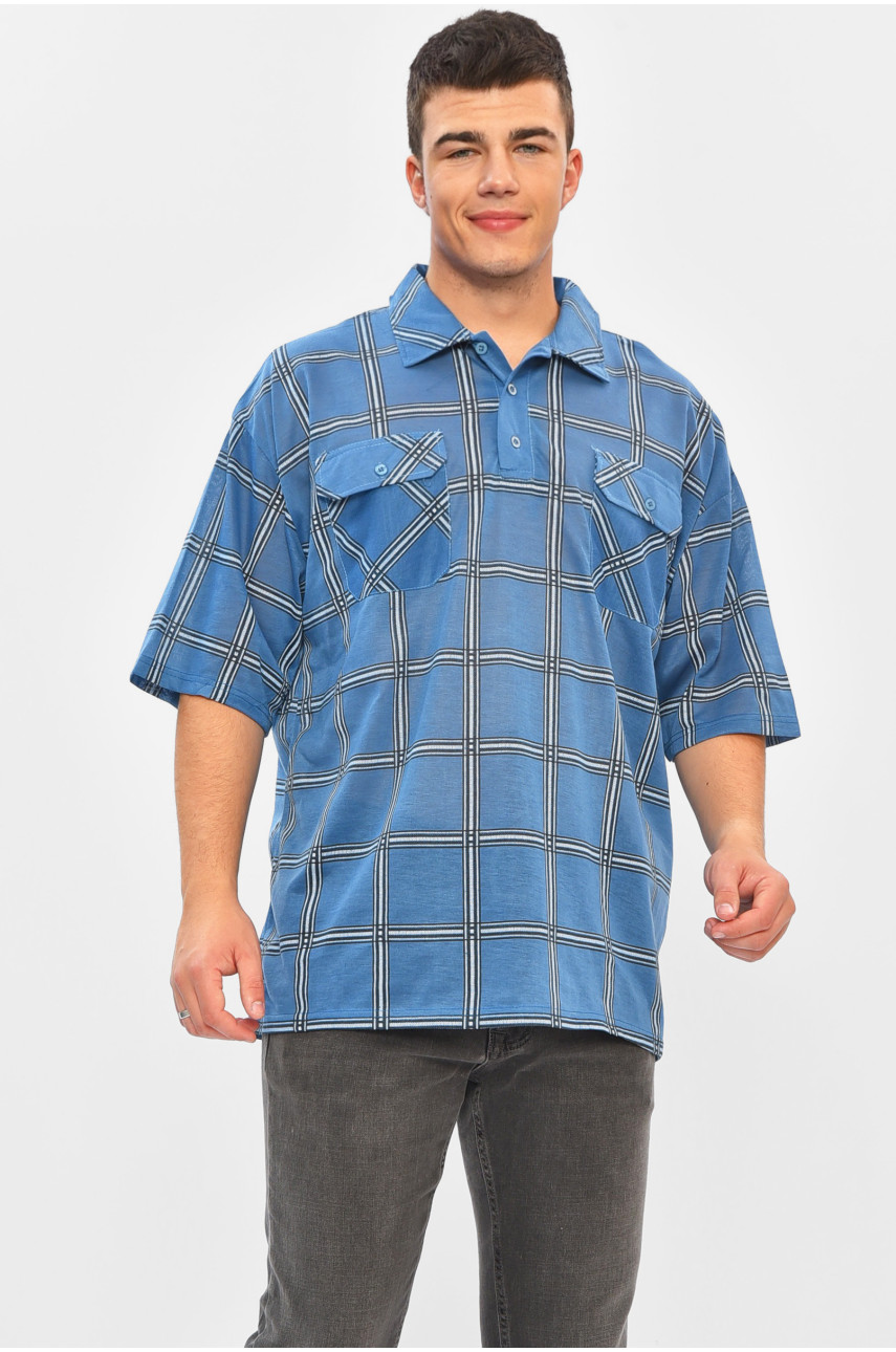 Футболка мужская батальная синего цвета Т41 202980