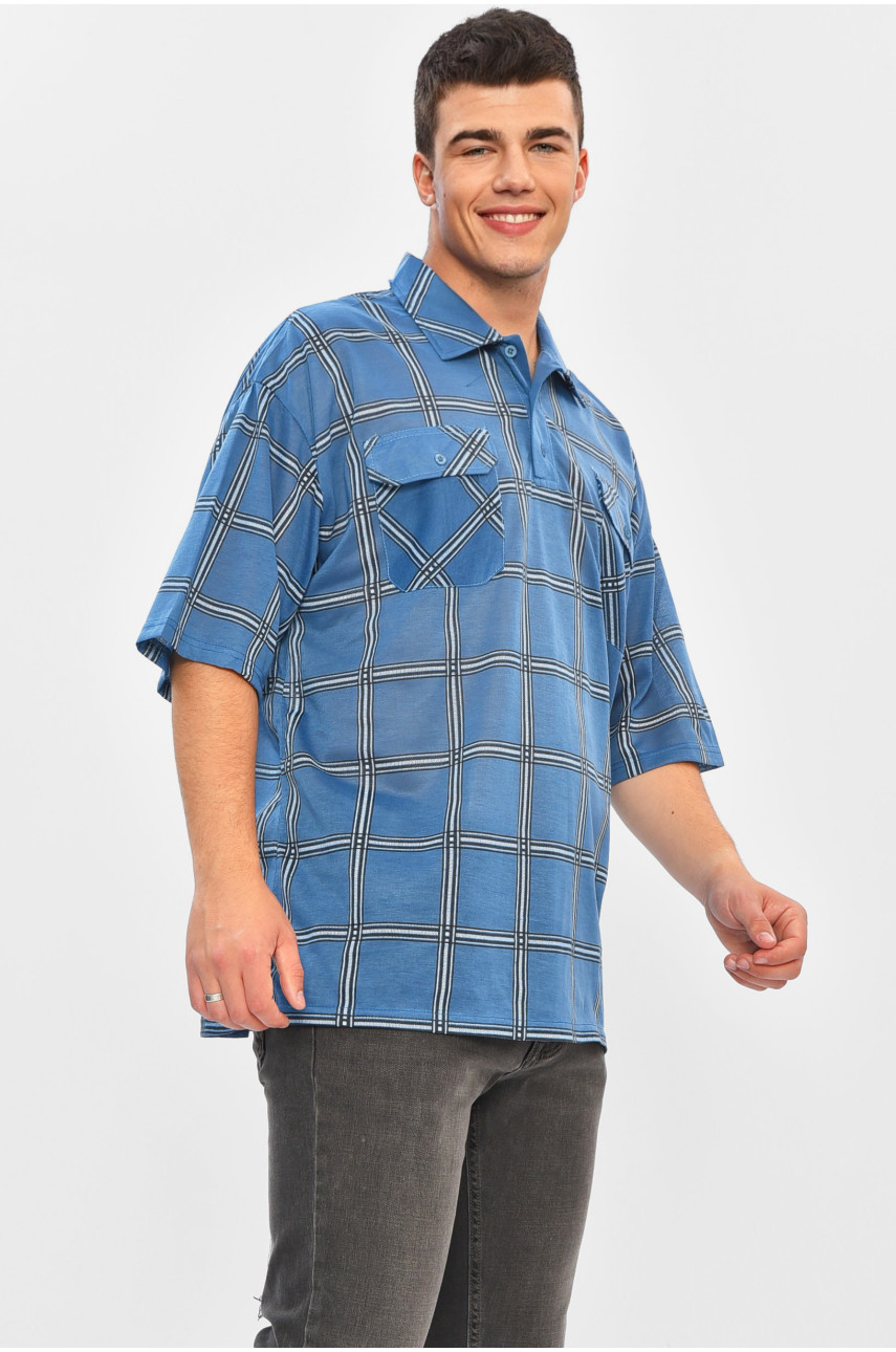 Футболка мужская батальная синего цвета Т41 202980