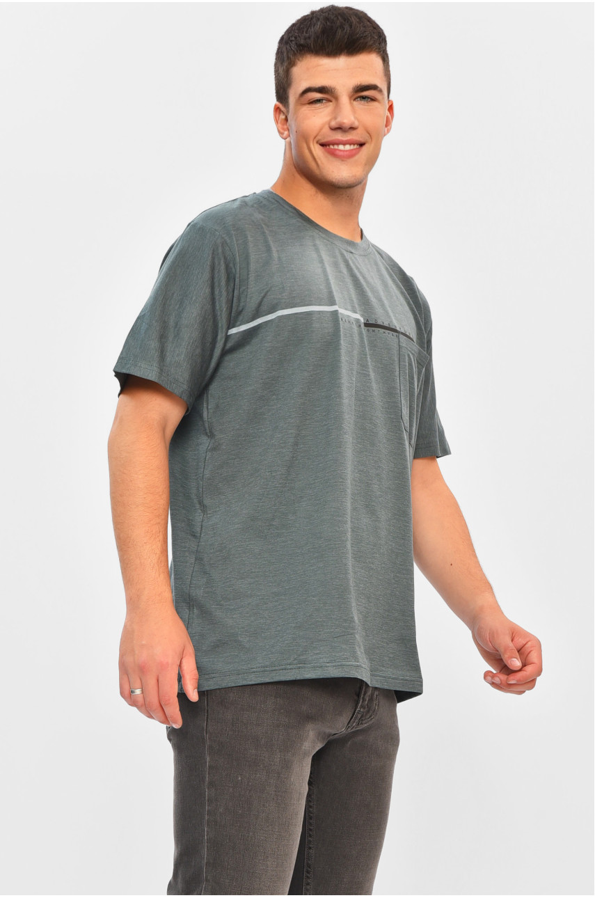 Футболка мужская батальная зеленого цвета А82 203049