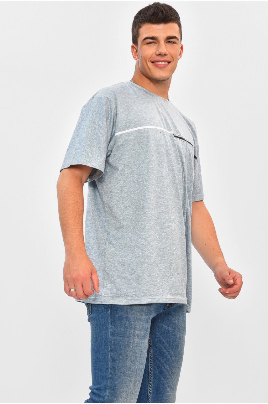 Футболка мужская батальная светло-серого цвета А82 203050