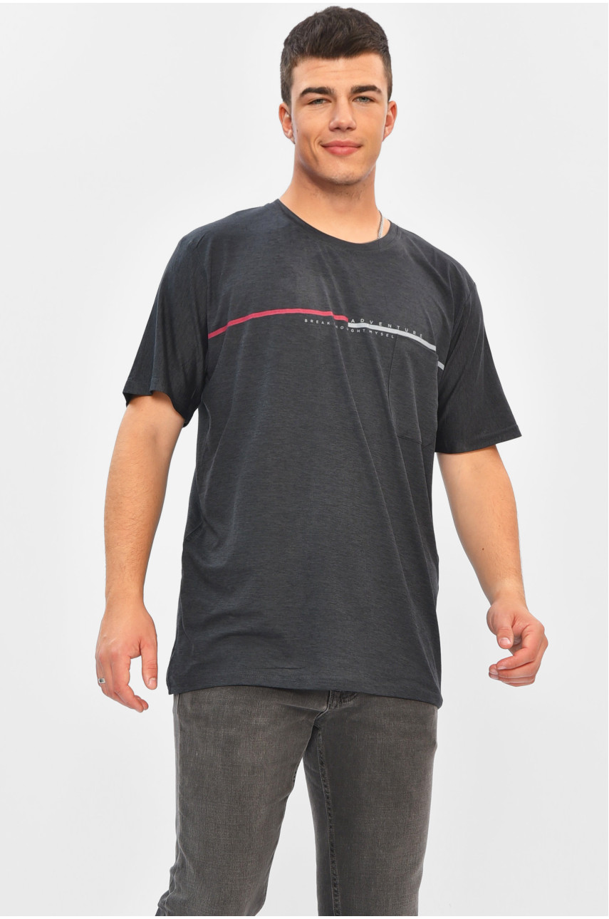 Футболка мужская батальная тёмно-серого цвета А82 203051