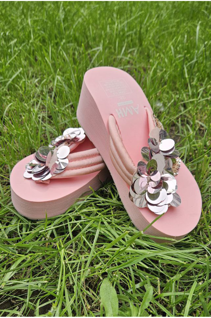 Шлепки женские розового цвета 203067