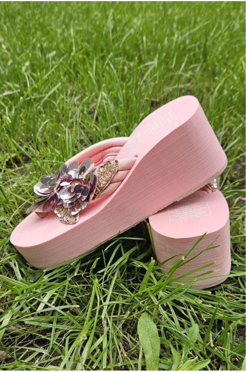 Шлепки женские розового цвета 203067