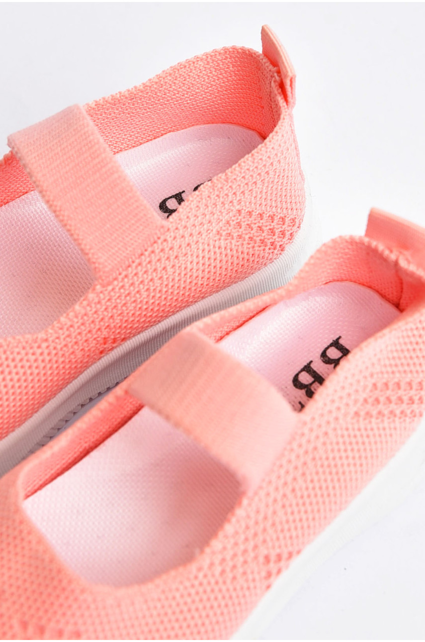 Мокасины детские розового цвета текстиль F6357-1 203106