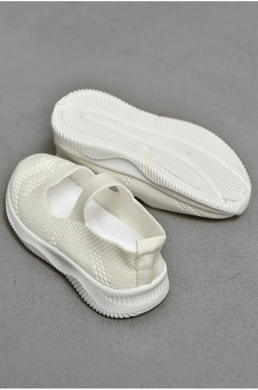 Мокасины детские белого цвета текстиль F6357-2 203114