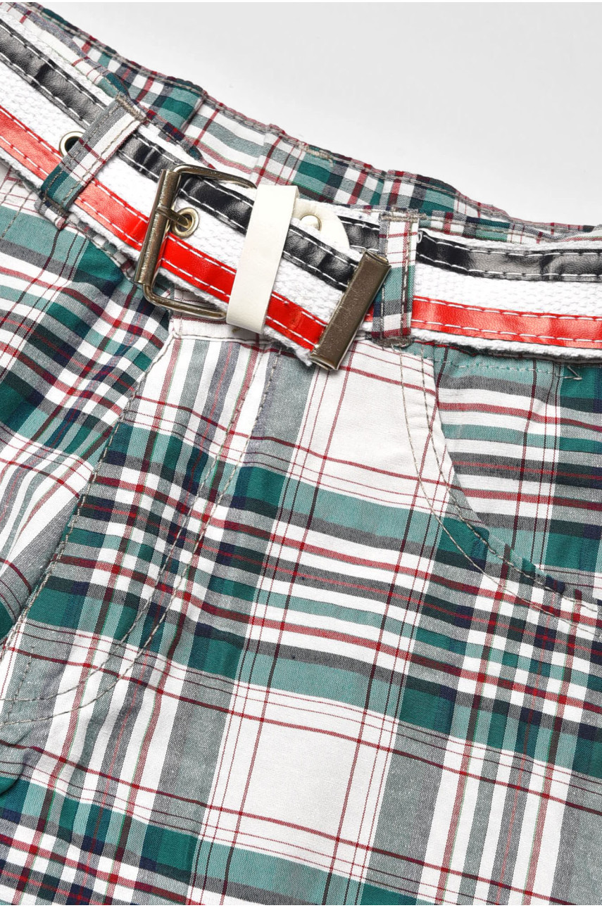 Бриджи детские для мальчика белого цвета в разноцветную клеточку асорті 203117