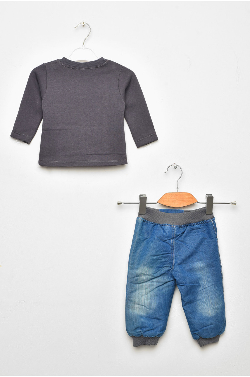 Костюм дитячий для хлопчика сіро-синього кольору на флісі асорти 203125 Костюм дитячий для хлопчика сіро-синього кольору на флісі асорти 203125