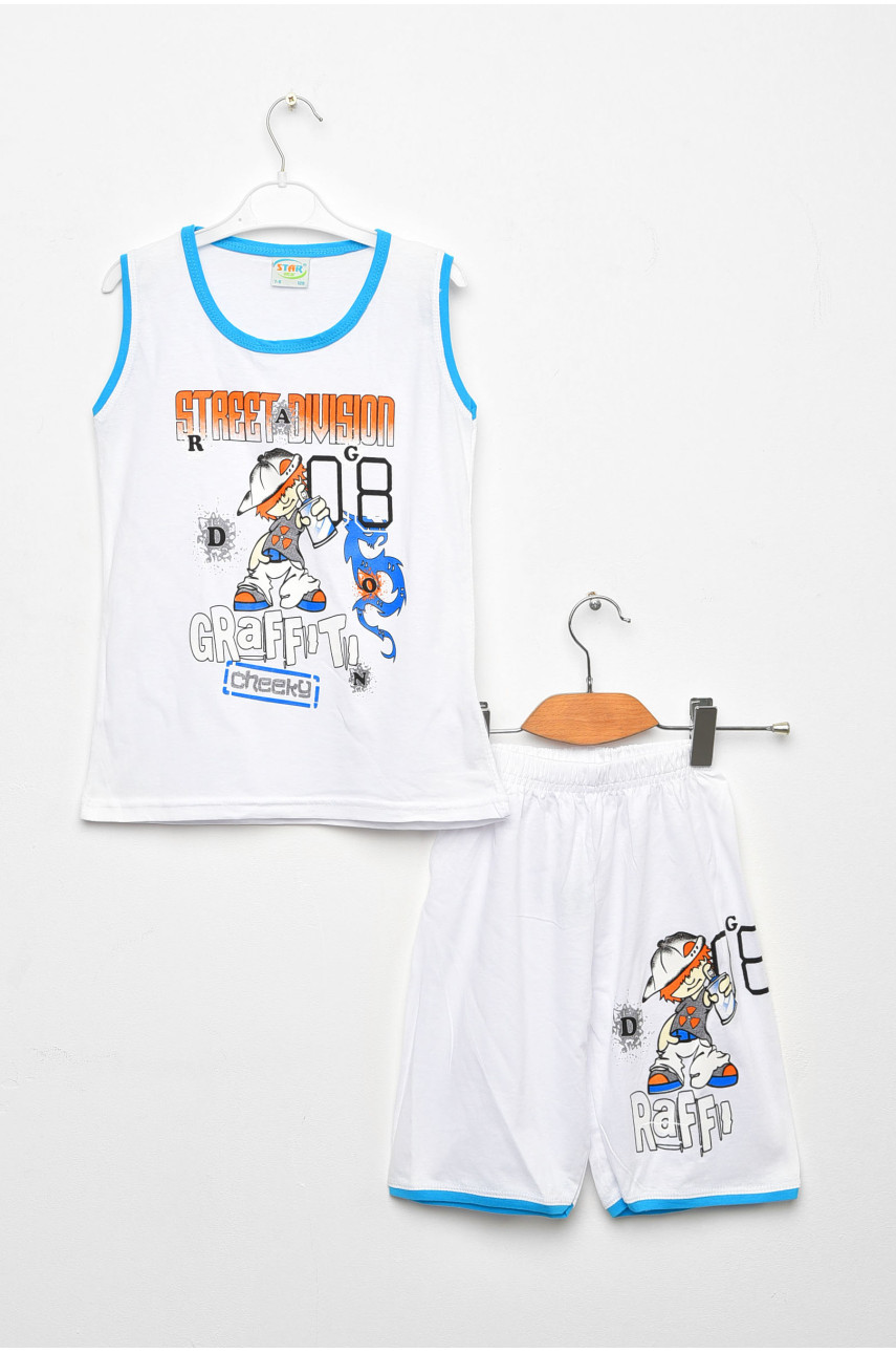 Костюм детский летний для мальчика белого цвета 203161