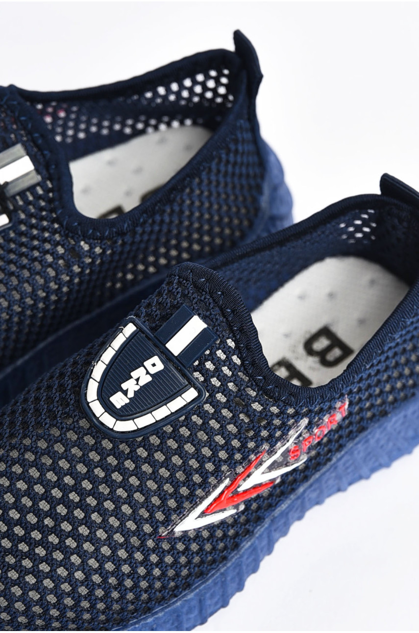 Мокасины детские темно-синього цвета текстиль F6318-1 203167