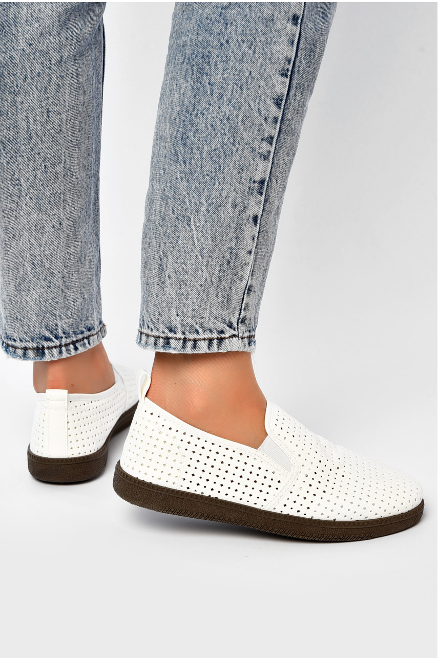 Мокасины женские белого цвета Н51-4 203177