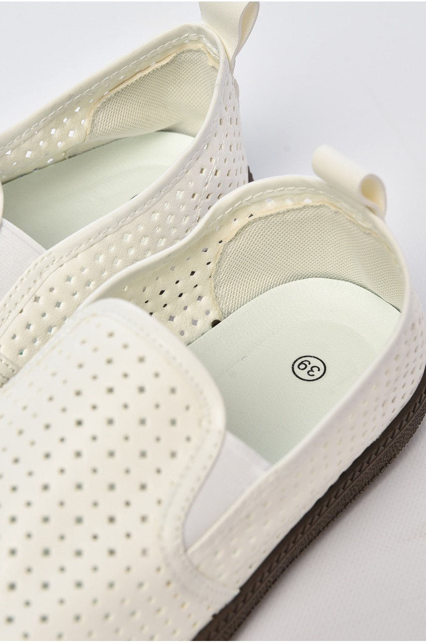 Мокасины женские белого цвета Н51-4 203177