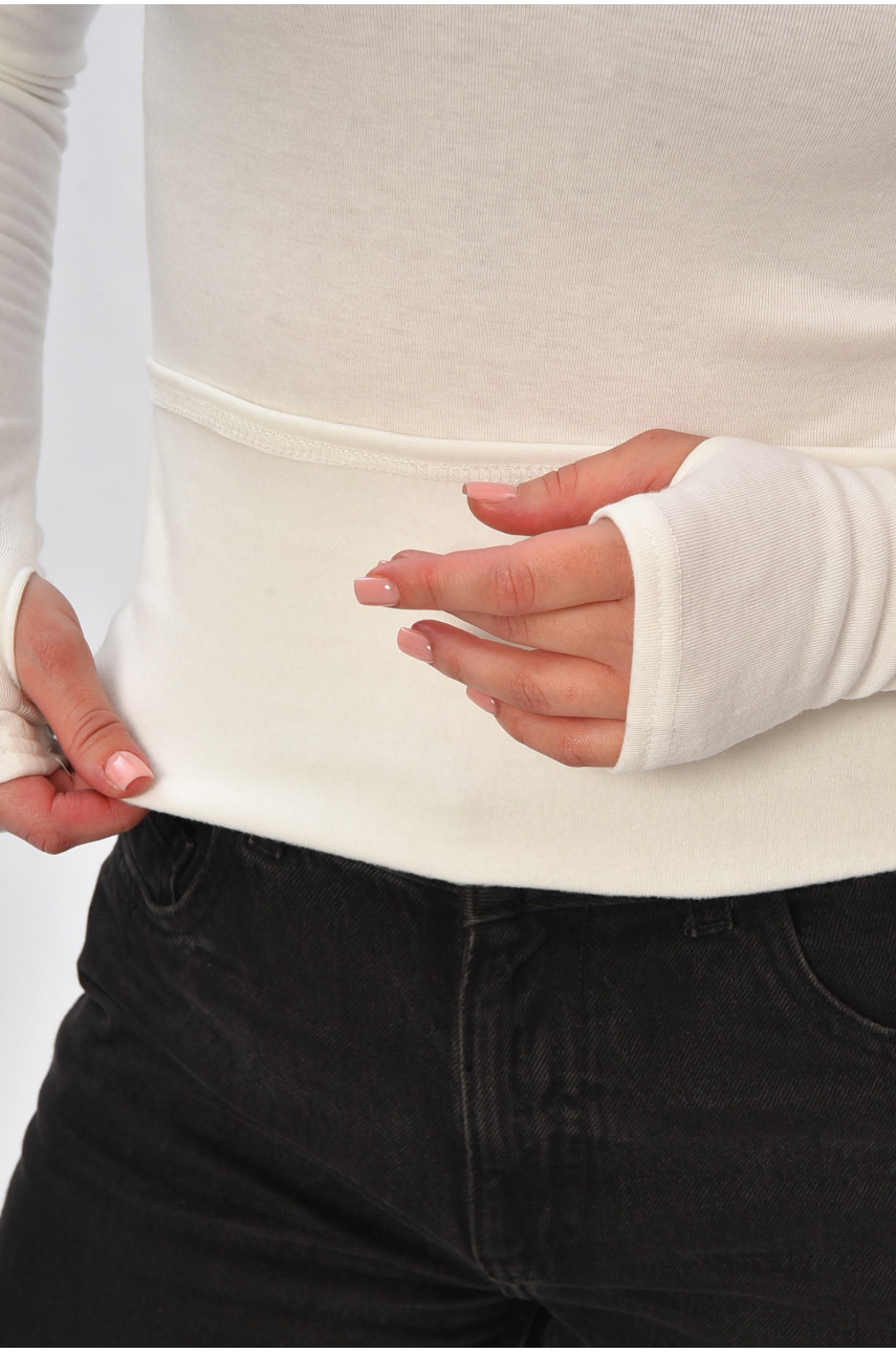 Гольф женский однотонный на микрофлисе молочного цвета 191 203189 Гольф женский однотонный на микрофлисе молочного цвета 191 203189