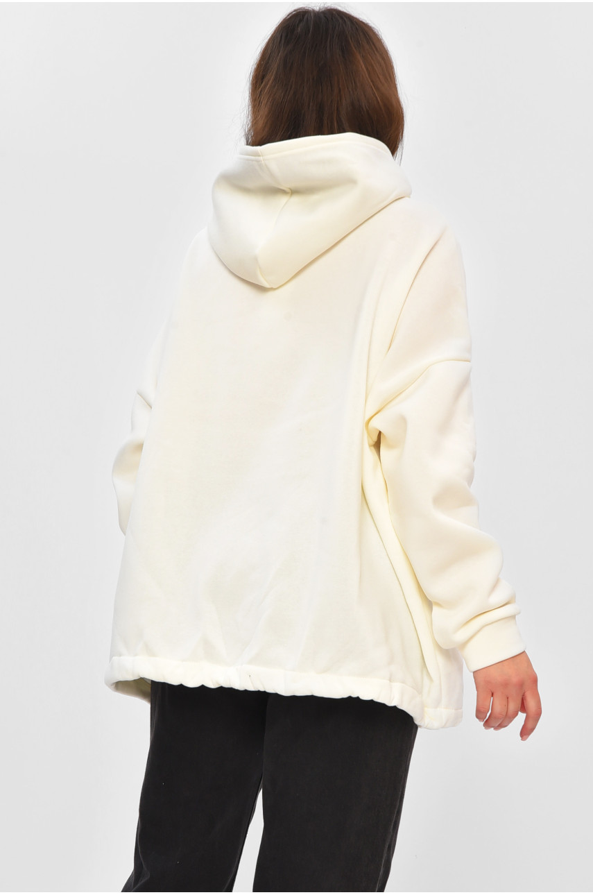 Худи женское на флисе молочного цвета с надписью 1003 203190