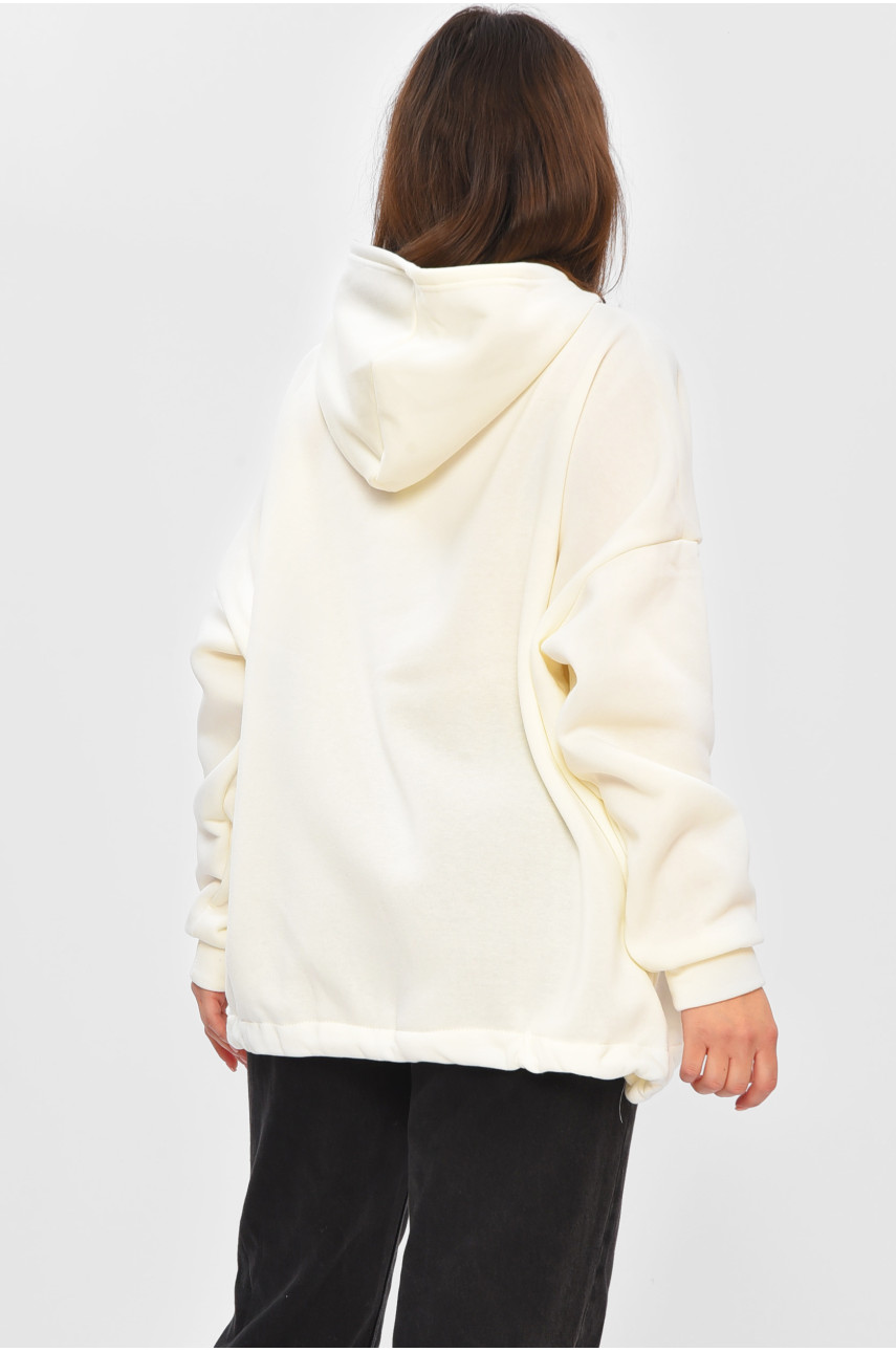 Худи женское на флисе молочного цвета с надписью 1004 203191