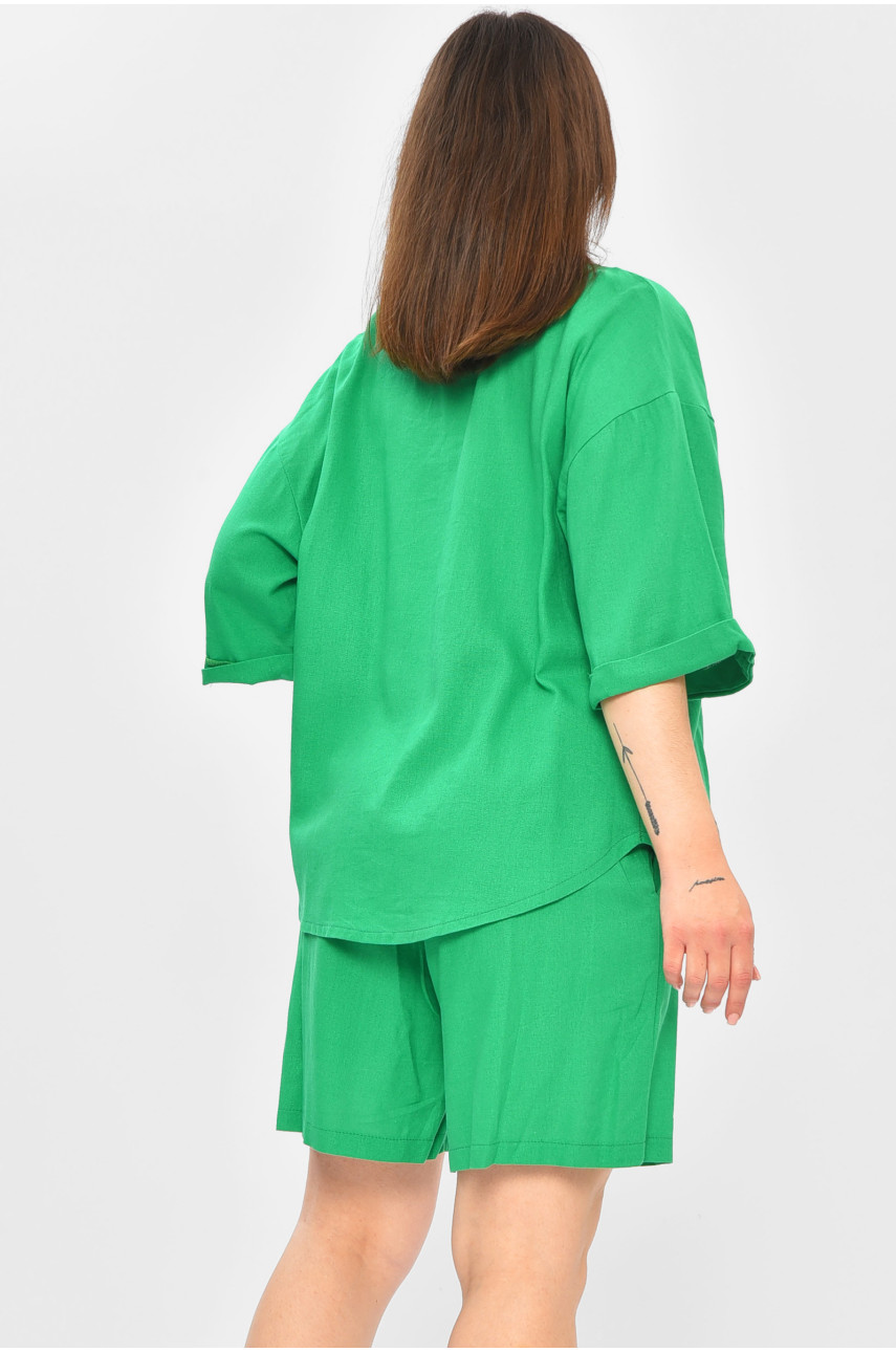 Костюм женский однотонный зеленого цвета 146 203192