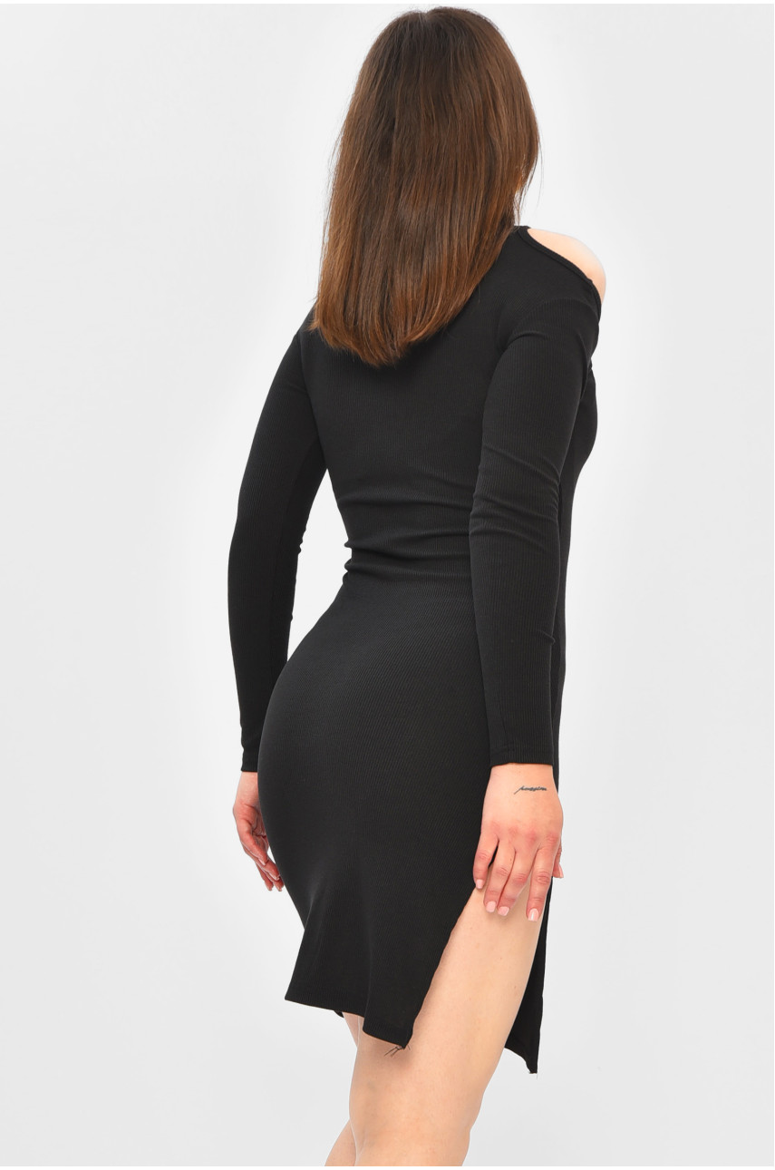 Сукня жіноча однотонна чорного кольору в рубчик 255 203201