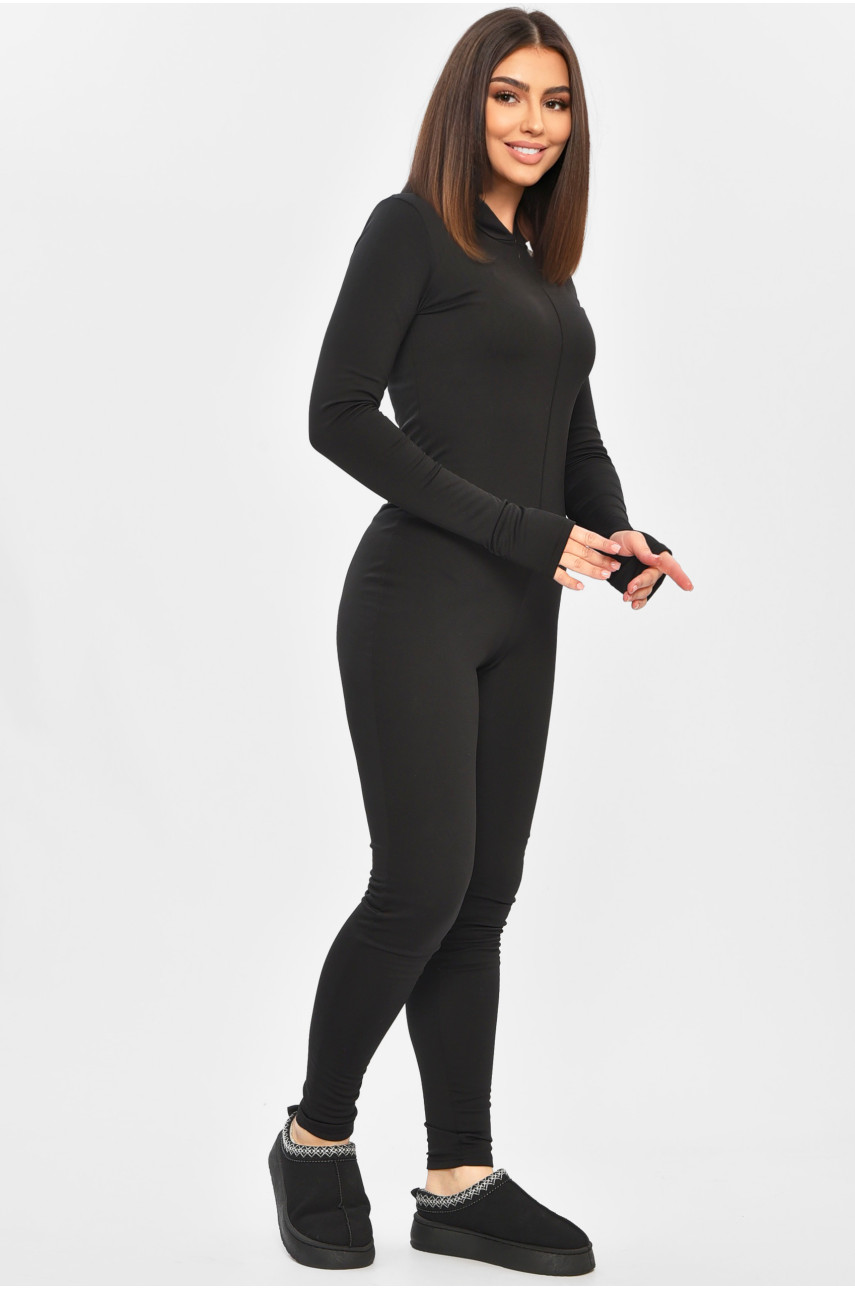 Комбинезон женский однотонный на микрофлисе черного цвета 197 203212