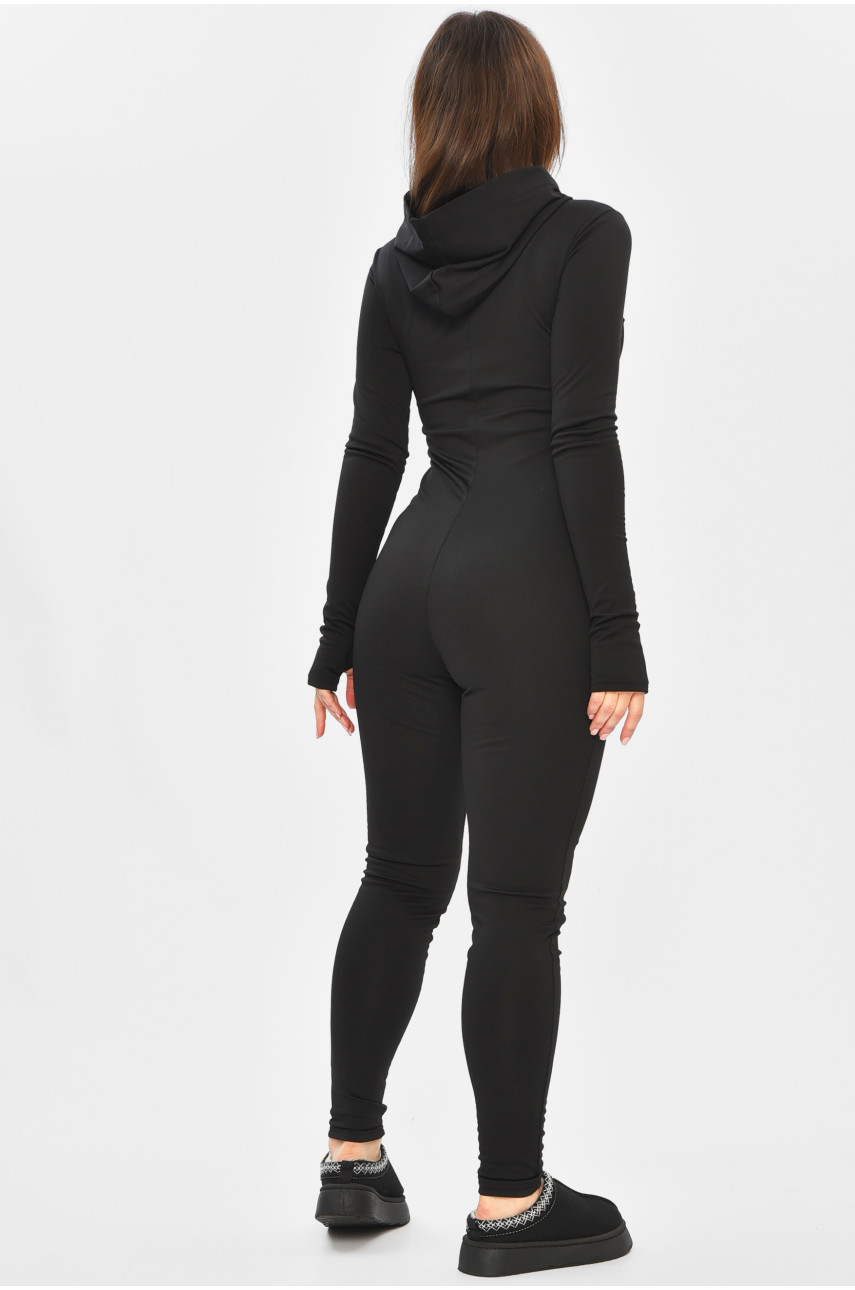 Комбинезон женский однотонный на микрофлисе черного цвета 197 203212