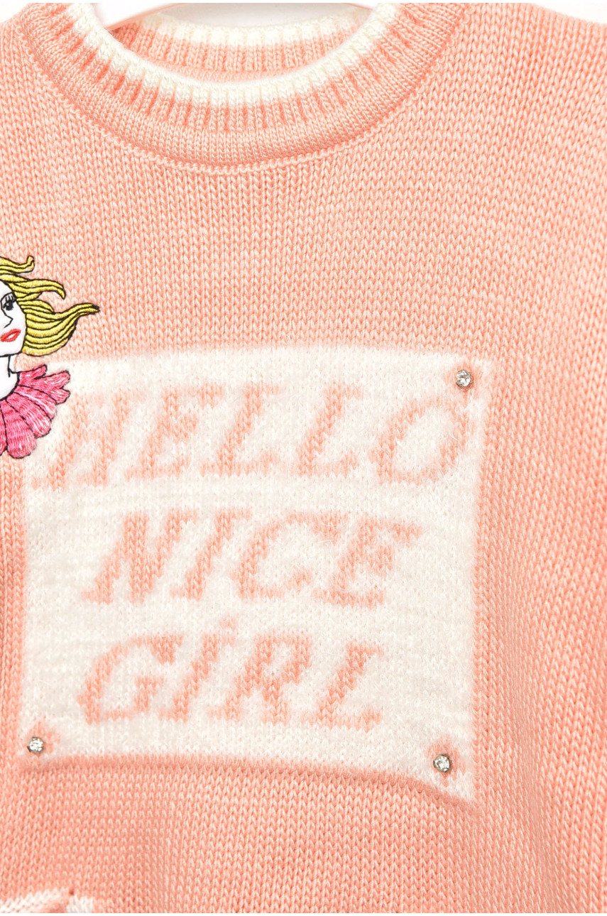 Кофта дитяча для дівчинки персикового кольору з принтом 829 203358 Кофта дитяча для дівчинки персикового кольору з принтом 829 203358
