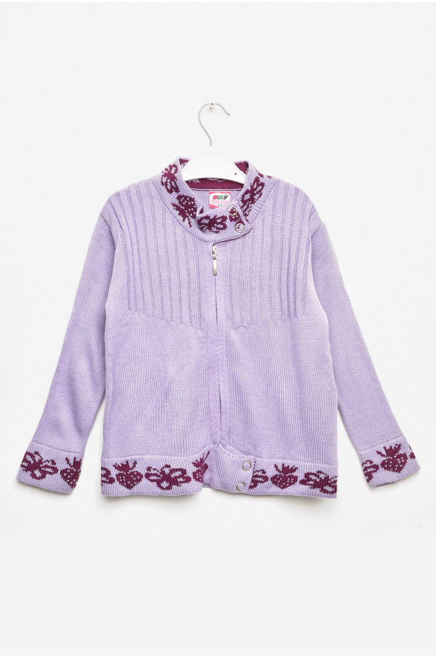Кофта детская для девочки сиреневого цвета с принтом 253 203361