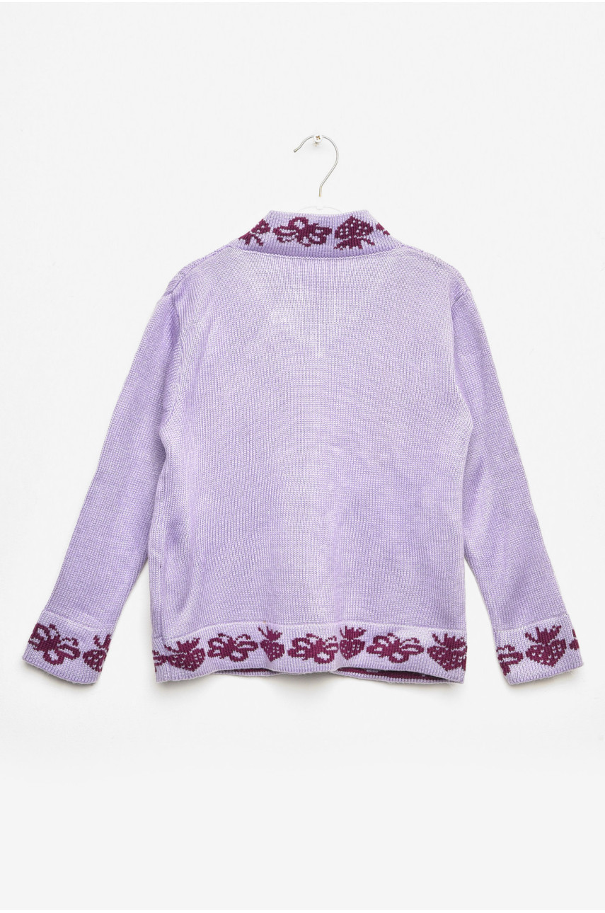 Кофта детская для девочки сиреневого цвета с принтом 253 203361