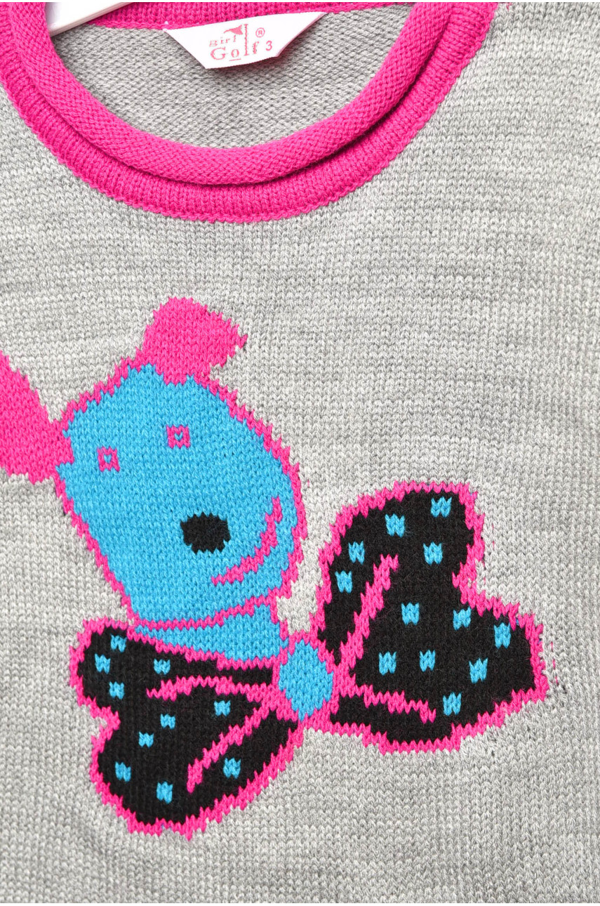 Туника детская для девочки серого цвета с принтом 2015 203373