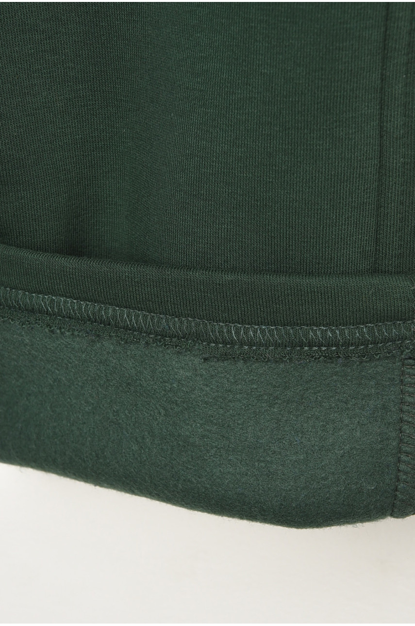 Штаны детские для мальчика тёмно-зеленого цвета на флисе 203375