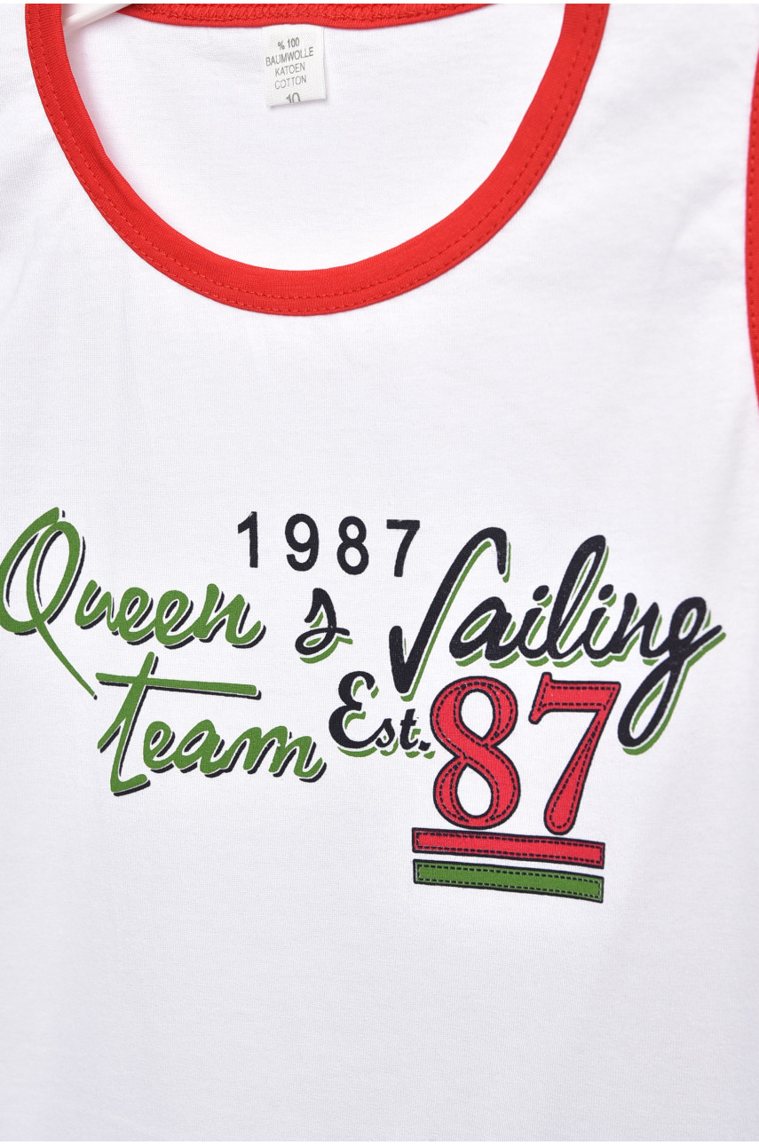 Майка детская для мальчика белого цвета с принтом асорти 203378 Майка детская для мальчика белого цвета с принтом асорти 203378