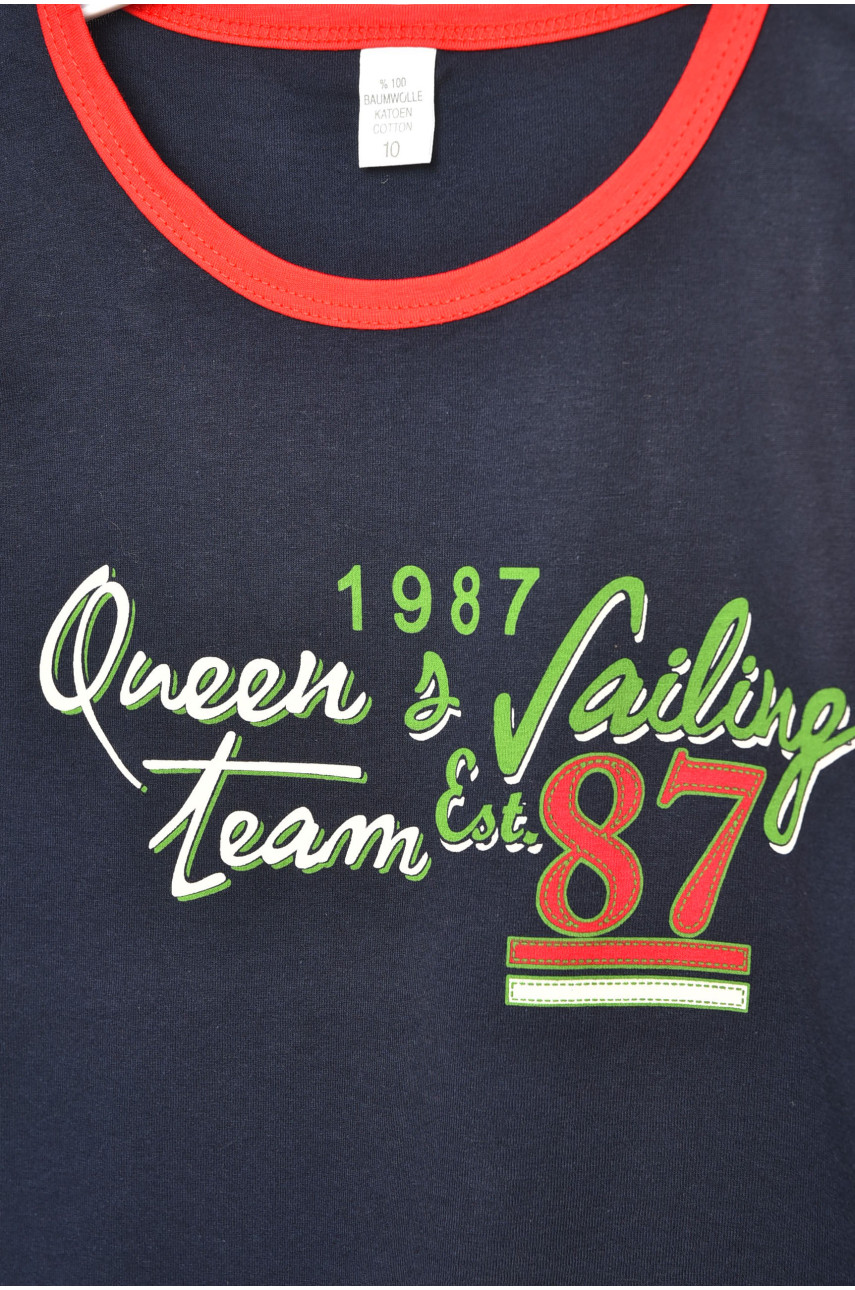 Майка детская для мальчика тёмно-синего цвета с принтом асорти 203379 Майка детская для мальчика тёмно-синего цвета с принтом асорти 203379