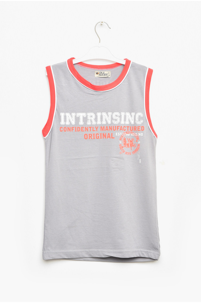 Майка детская для мальчика серого цвета с принтом 1096 203381 Майка детская для мальчика серого цвета с принтом 1096 203381