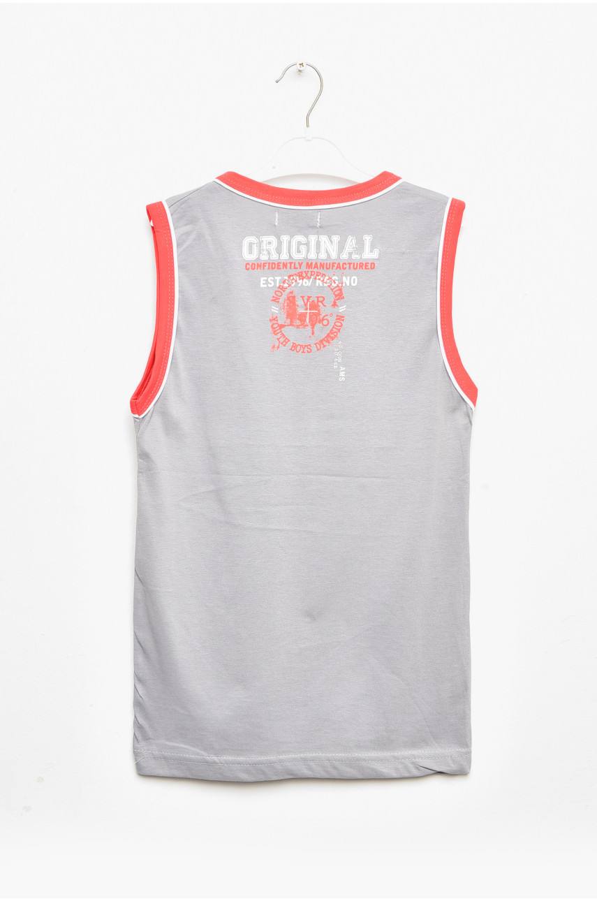 Майка детская для мальчика серого цвета с принтом 1096 203381 Майка детская для мальчика серого цвета с принтом 1096 203381