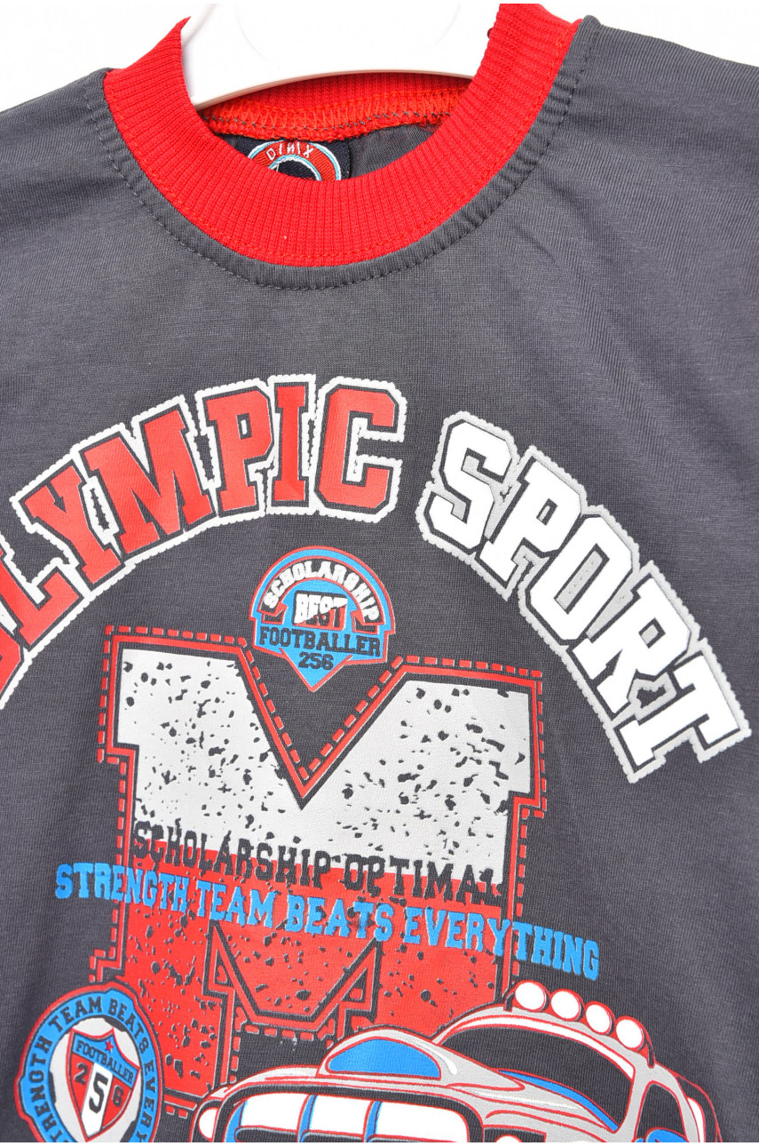 Футболка детская для мальчика тёмно-серого цвета 203384 Футболка детская для мальчика тёмно-серого цвета 203384