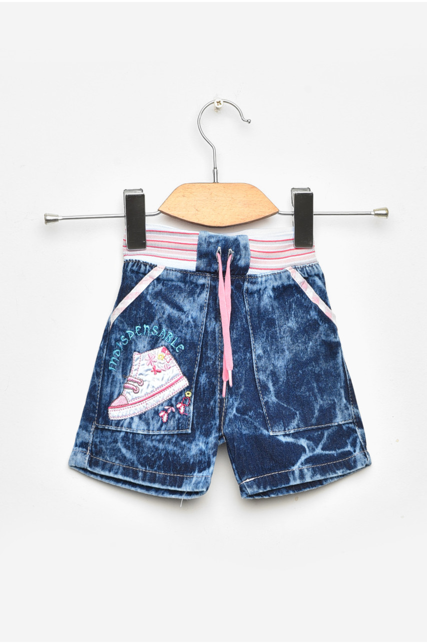 Шорты джинсовые детские для девочки синего цвета асорти 203433