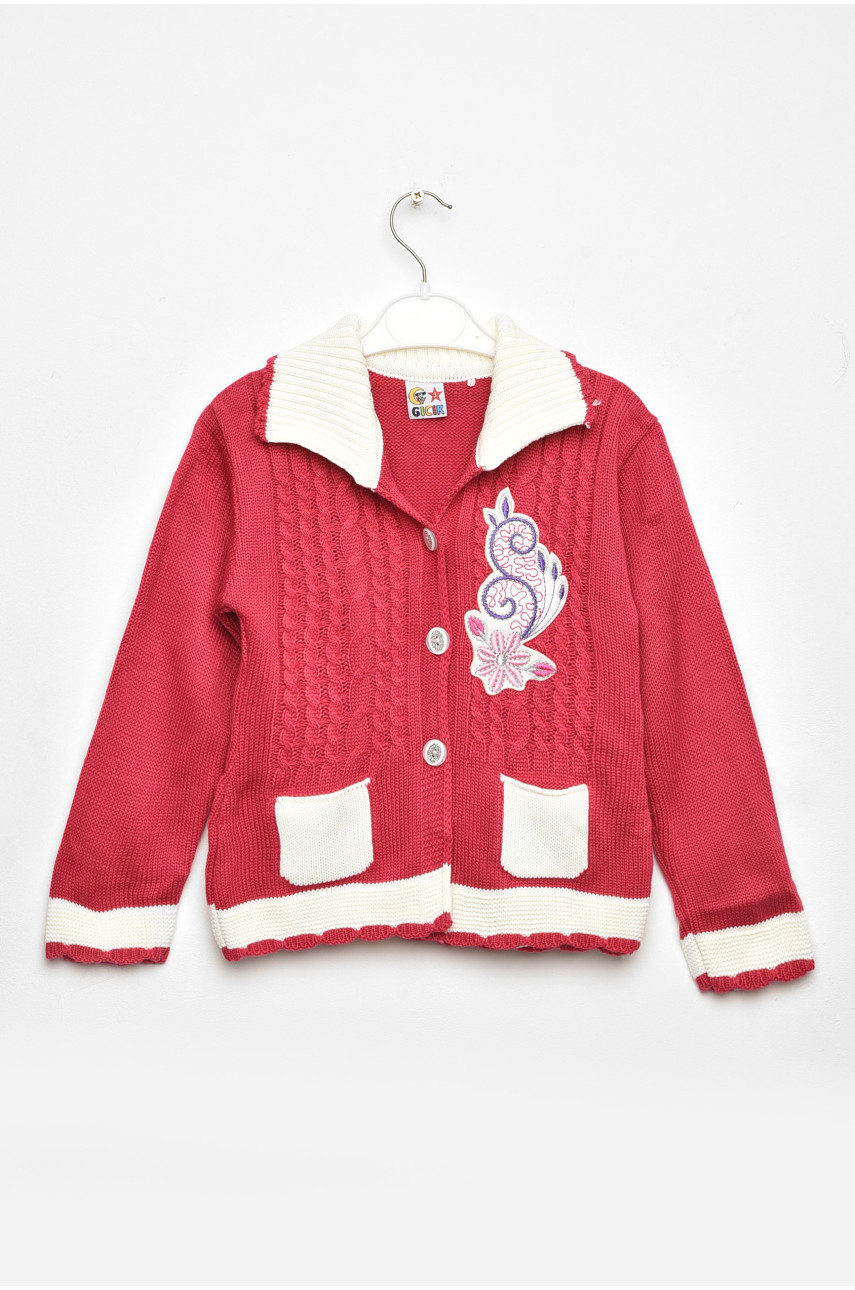 Кофта детская для девочки розового цвета с принтом асорті 203435