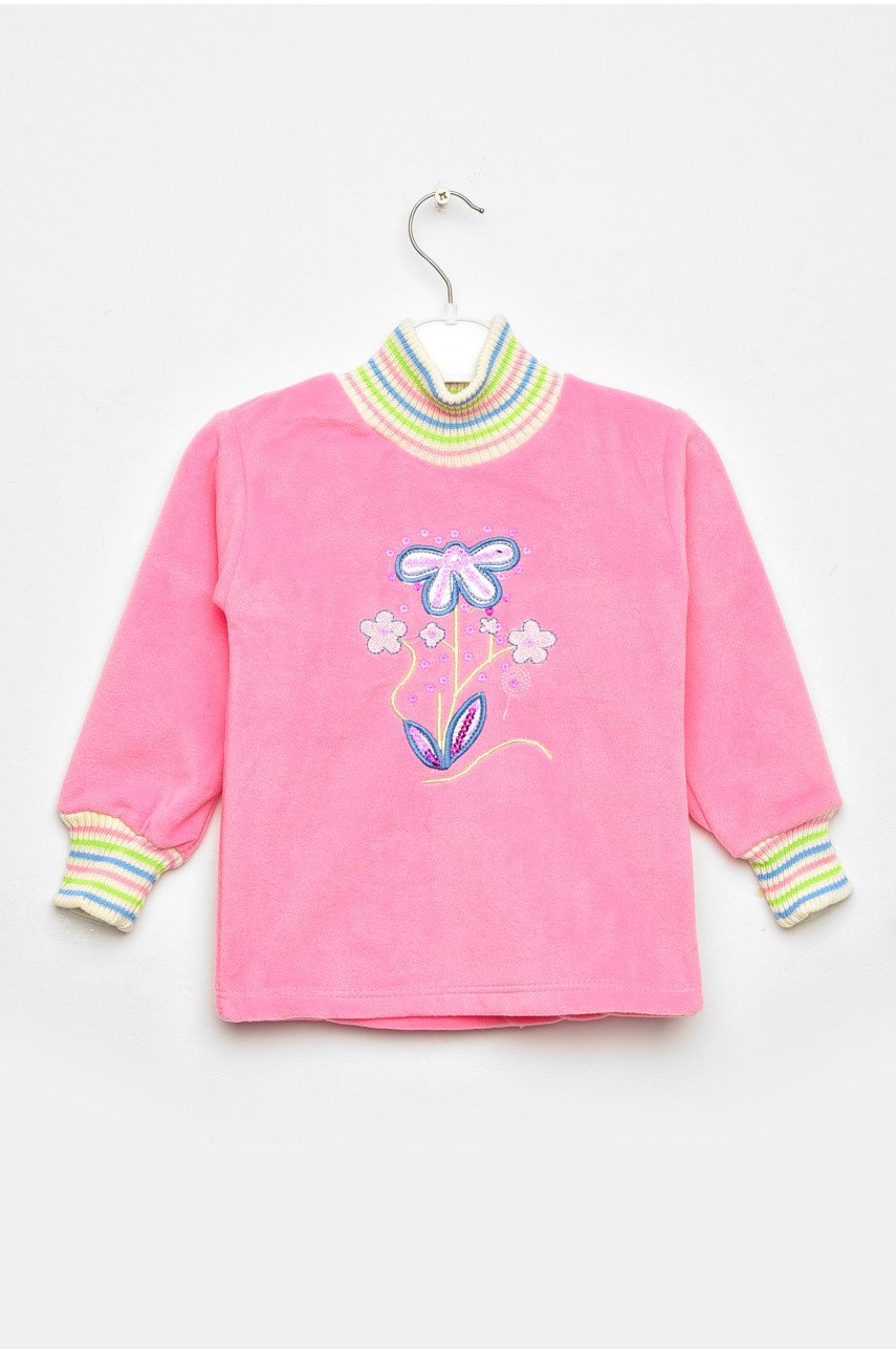 Кофта детская для девочки розового цвета с принтом асорті 203436