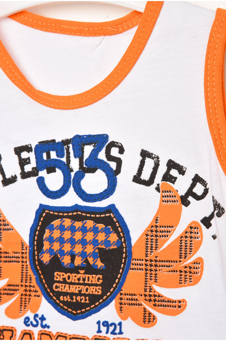 Костюм детский для мальчика белого цвета с принтом 1272 203439