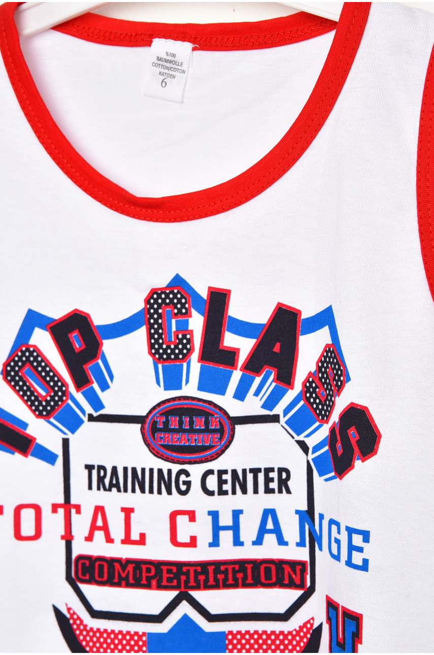 Костюм детский для мальчика белого цвета с принтом асорті 203452