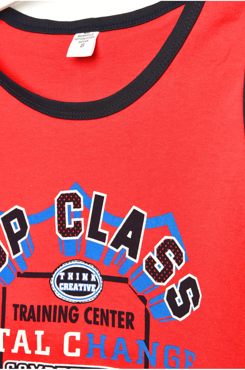 Костюм детский для мальчика красного цвета с принтом асорті 203516