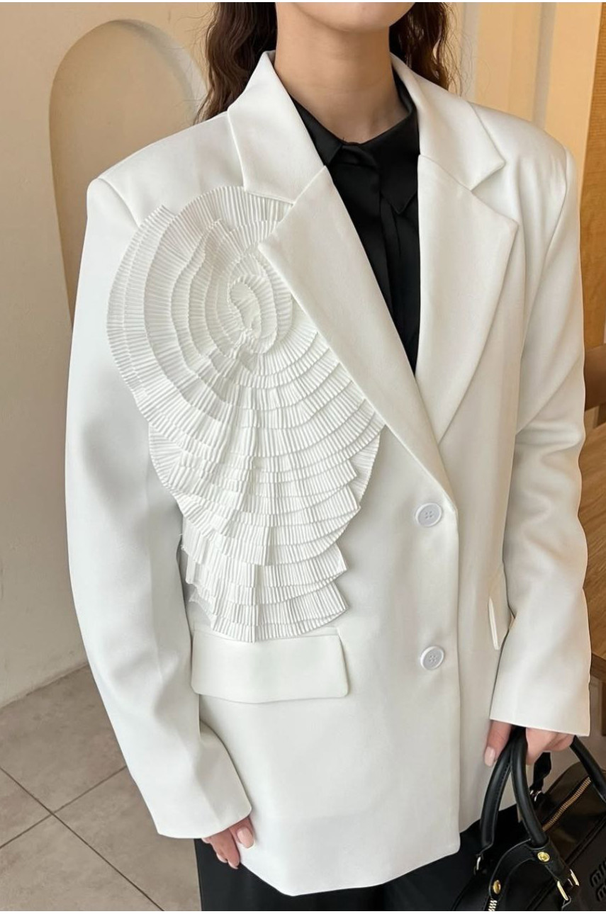 Піджак жіночий білого кольору 203517 Піджак жіночий білого кольору 203517