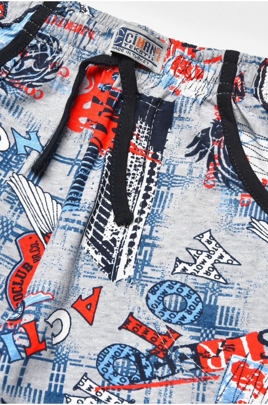Бриджи детские для мальчика серого цвета с принтом асорті 203525