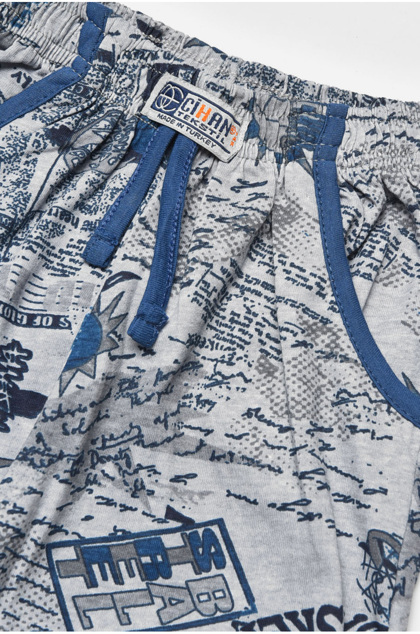 Бриджи детские для мальчика серого цвета с принтом асорті 203527