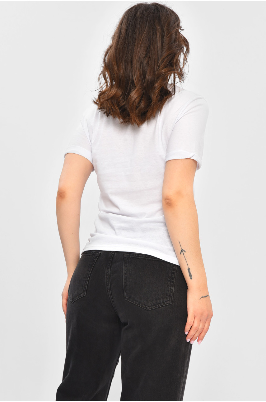 Футболка жіноча однотонна білого кольору з принтом Уцінка 01625 203539 Футболка жіноча однотонна білого кольору з принтом Уцінка 01625 203539