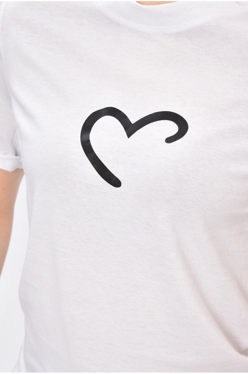 Футболка жіноча однотонна білого кольору з принтом Уцінка 01625 203539 Футболка жіноча однотонна білого кольору з принтом Уцінка 01625 203539