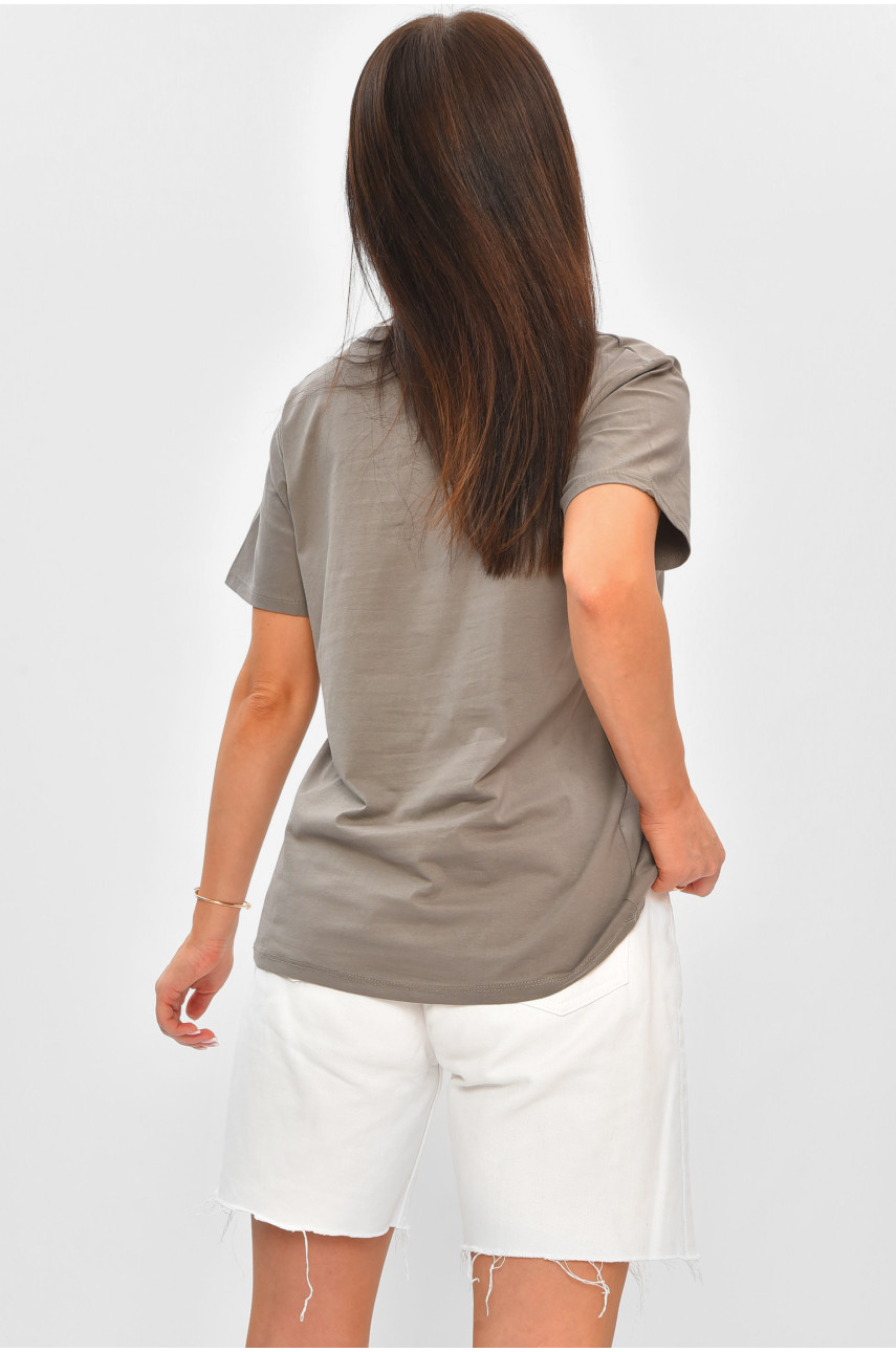 Футболка жіноча сірого кольору 9111 203542